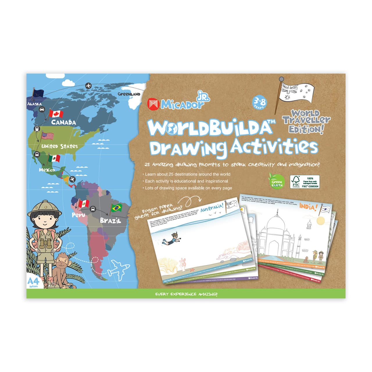 Micador jR., WorldBuildA Drawing Activities A4 Pad